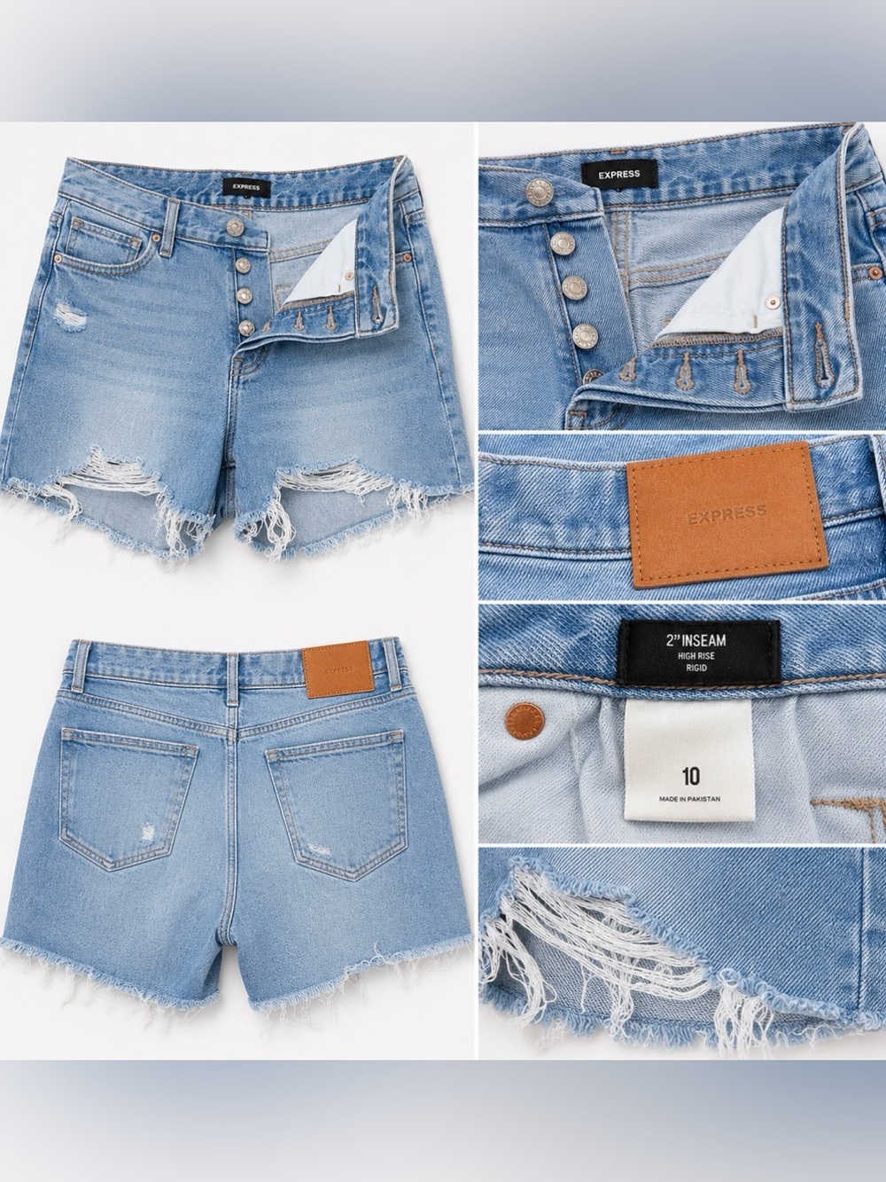 Express High Rise Distressed Denim Shorts Size 10